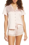 Flora Nikrooz Victoria Solid Charmeuse Notch Short Set In Pink Sand