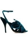 Marco De Vincenzo Flower Appliqué Velvet Sandals