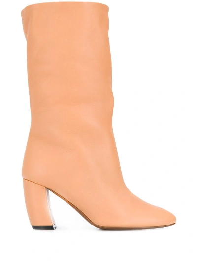 Neous 80mm Ophry Leather Boots In Beige