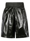 Bottega Veneta Black Shiny Leather Shorts