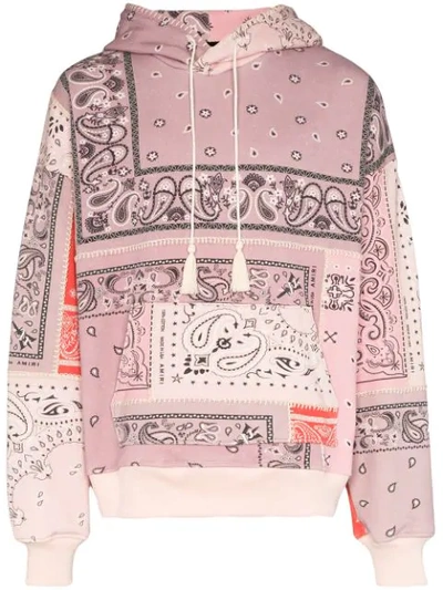 Amiri Oversized Bandana-print Loopback Cotton-jersey Hoodie In Pink