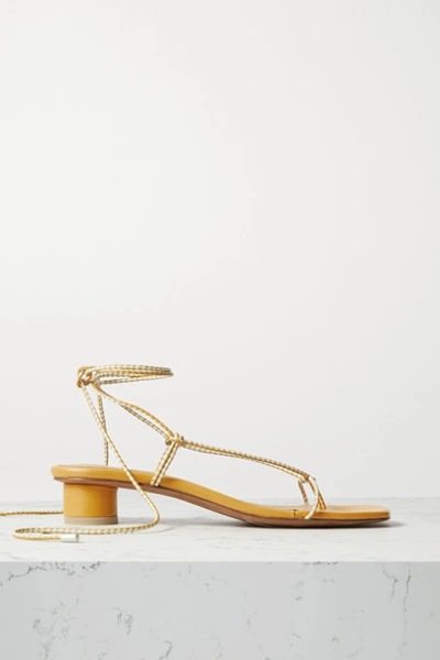Loq Dora Lace-up Leather Sandals In Yellow