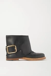 ALEXANDER MCQUEEN BUCKLED LEATHER ANKLE BOOTS