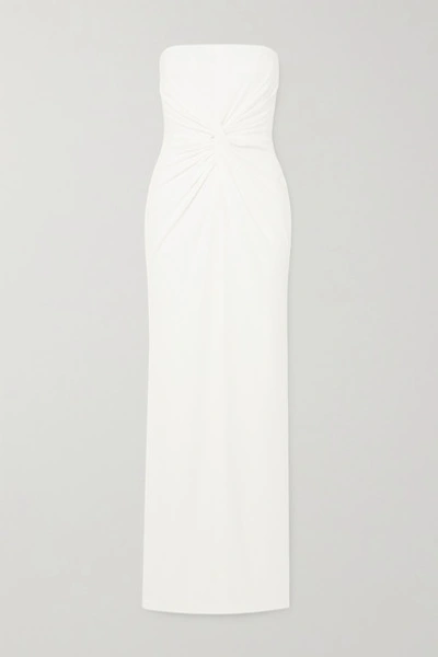 Alex Perry Brooklyn Strapless Twist-front Satin-crepe Gown In White
