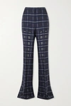 AKRIS FARIDA CHECKED COTTON AND SILK-BLEND FLARED trousers