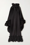 BALENCIAGA OPEN-BACK RUFFLED SATIN GOWN