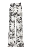 ADAM LIPPES PRINTED TWILL PINTUCK WIDE LEG TROUSERS,781173