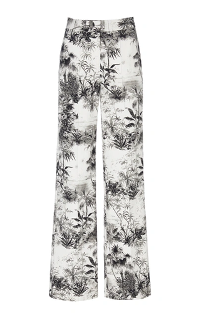 Adam Lippes Printed Cotton-blend Twill Wide Leg Pants In Ivory