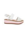 CLERGERIE HIGH PLATFORM SANDALS W/BELT ON ANKLE AND TWO BANDS,FLEUR 114 WHITE SOFT