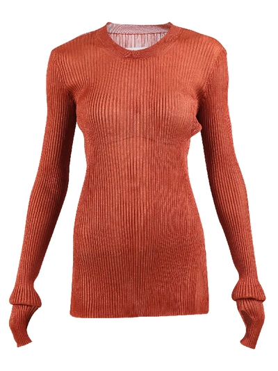 Maison Margiela Metallic Ribbed-knit Sweater In Red