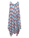 ISSEY MIYAKE LONG PLEATED DRESS W/S CREW NECK,IM07FH679 76 BLUE HUED