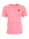 Comme Des Garçons Play Heart-print Crew Neck T-shirt In Pink Red Heart