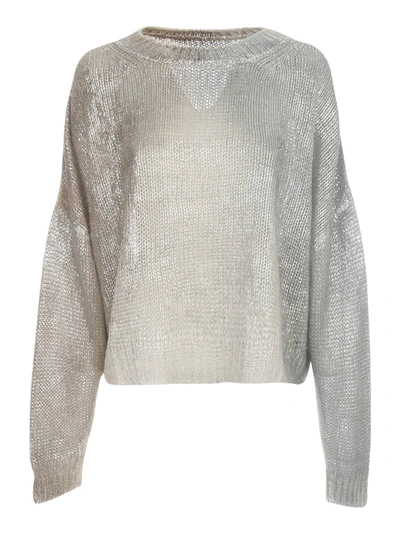 Pierantoniogaspari Laminated Sweater L/s Crew Neck In Cielo