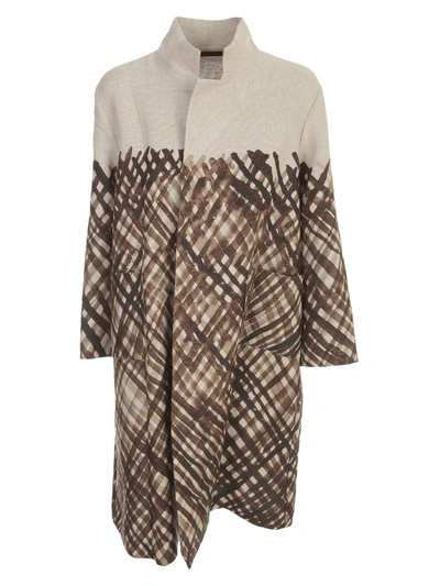 Daniela Gregis Cross-hatch Print Coat In Neutrals