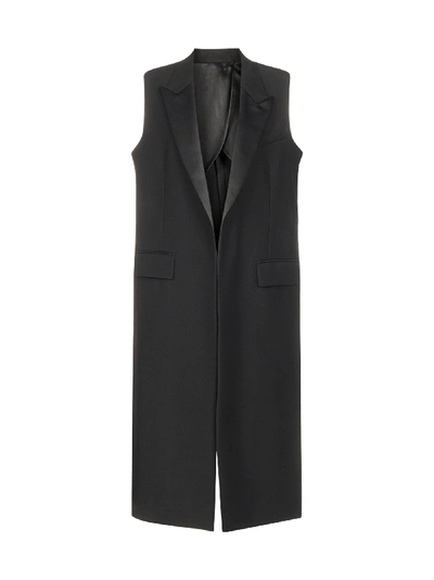 Ami Alexandre Mattiussi Sleeveless Coat With Satin Collar In Black