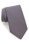 Ferragamo Lampo Gancini Pattern Silk Tie In Navy