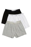 Calvin Klein Men's 3-pack Cotton Classics Knit Boxers Underwear In Heather Grey/ White/ Black