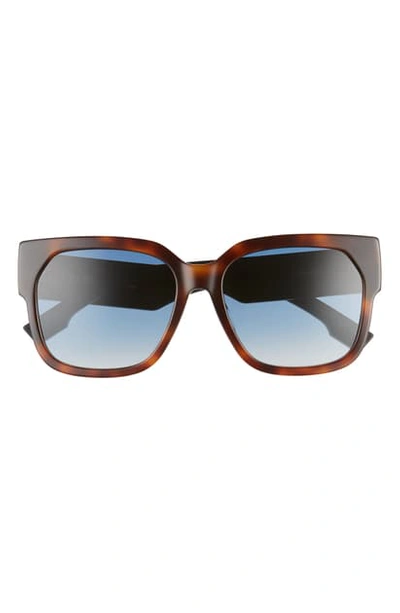 Dior 58mm Special Fit Butterfly Sunglasses In Dark Havana/ Black Blue