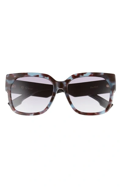 Dior 58mm Special Fit Butterfly Sunglasses In Blue Havana/ Violet