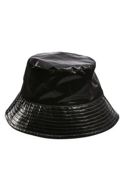 Topshop Vinyl Bucket Hat In Black