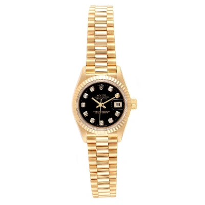 Rolex President Datejust Yellow Gold Black Diamond Dial Ladies Watch 79178 In Not Applicable