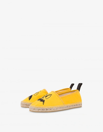 Moschino Canvas-espadrilles Mit Kürbisgesicht In Yellow