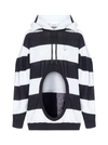BURBERRY SWAN-PATCH CUT-OUT STRIPED COTTON HOODIE,11325089