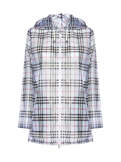 Burberry Jacket In Pale Blue Ip Check