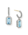 DAVID YURMAN NOVELLA CABLE DROP EARRINGS WITH BLUE TOPAZ AND DIAMONDS,PROD227630081