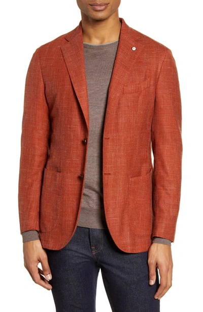Lbm Trim Fit Solid Wool Blend Sport Coat In Orange