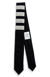 Thom Browne Plain Wool Weave Engineered 4 Bar Tie In Navy