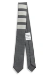 Thom Browne Four-bar Tie In Med Grey