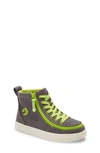 Billy Footwear Kids' Classic Hi-rise Sneaker In Charcoal/ Acid Green