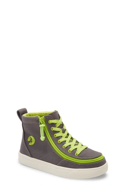 Billy Footwear Kids' Classic Hi-rise Sneaker In Charcoal/ Acid Green