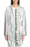 STELLA MCCARTNEY NOELIA LOGO TAPE METALLIC HOODED PARKA,600546SOB17