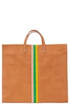 Clare V Simple Leather Tote In Natural Rustic/ Desert Stripe