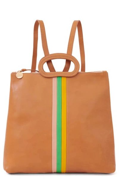 Clare V Marcelle Leather Tote Backpack In Natural Rustic/ Desert Stripe