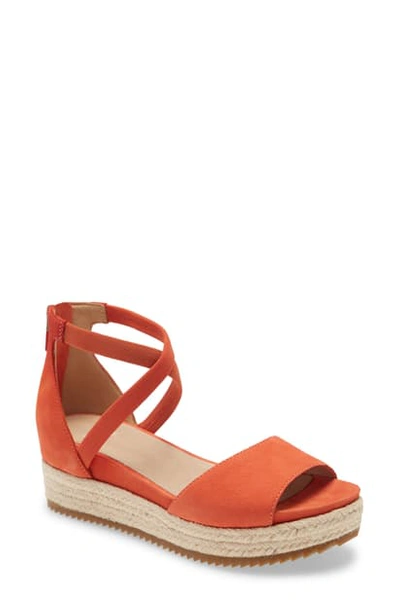 Eileen Fisher Island Sandal In Tangelo Nubuck Leather