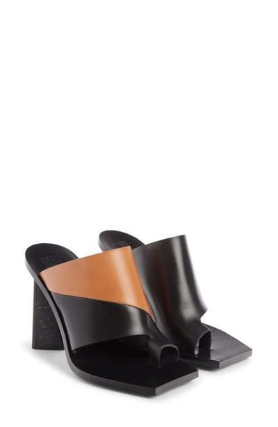 Givenchy Show Square Toe Slide Sandal In Black/ Natural