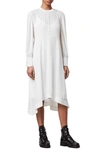 Allsaints Fayre Long Sleeve Midi Dress In Chalk White