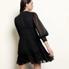 Sandro Short Voile Dress With Ruffles In Black