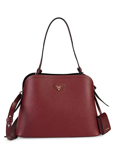 Prada Textured Leather Satchel In Red