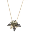 ALEXIS BITTAR GOLD & GUNMETAL PLATED FAUX SHELL PEARL & MULTI-STONE BURST PENDANT NECKLACE,0400012128553