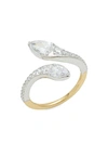 ADRIANA ORSINI GOLDPLATED, STERLING SILVER & CRYSTAL DEVONA BYPASS RING,0400012445692