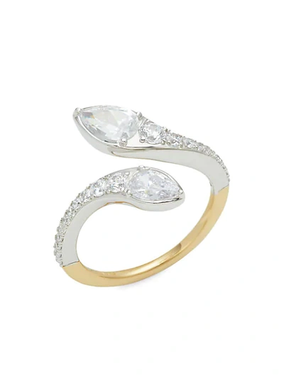 Adriana Orsini Goldplated, Sterling Silver & Crystal Devona Bypass Ring