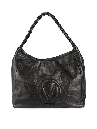 Valentino By Mario Valentino Braided-strap Leather Hobo Bag In Black