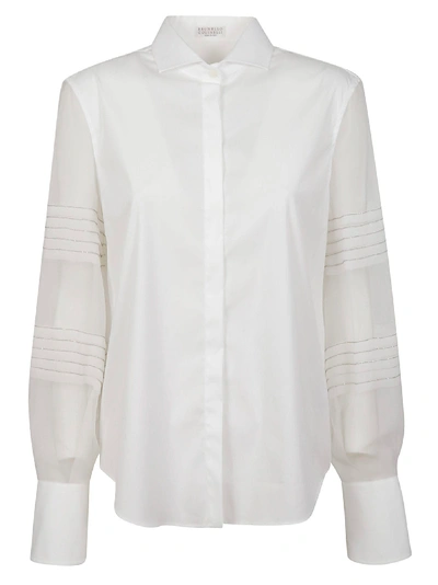 Brunello Cucinelli Lace-sleeved Shirt In White