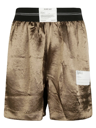 Helmut Lang Men's Satin Warm-up Shorts In Bronze