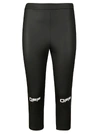 Off-white Cropped Printed Coated Stretch-jersey Leggings In Black/white