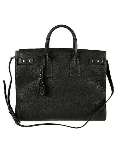 Saint Laurent Tag Detail Tote In Black